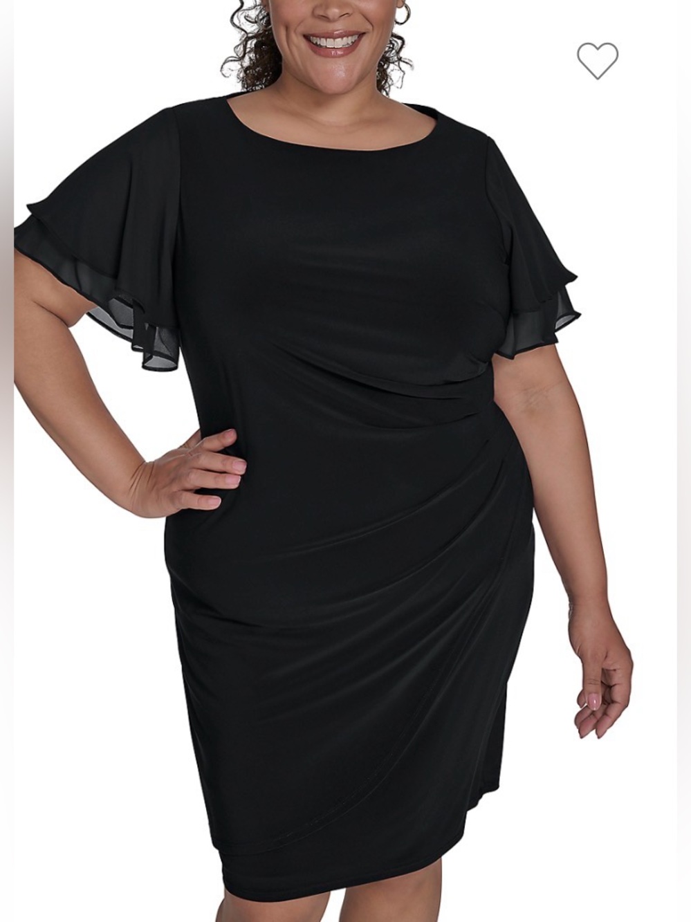 DKNY Women's Plus Size Open Sleeve Ruched Sheath Dress.